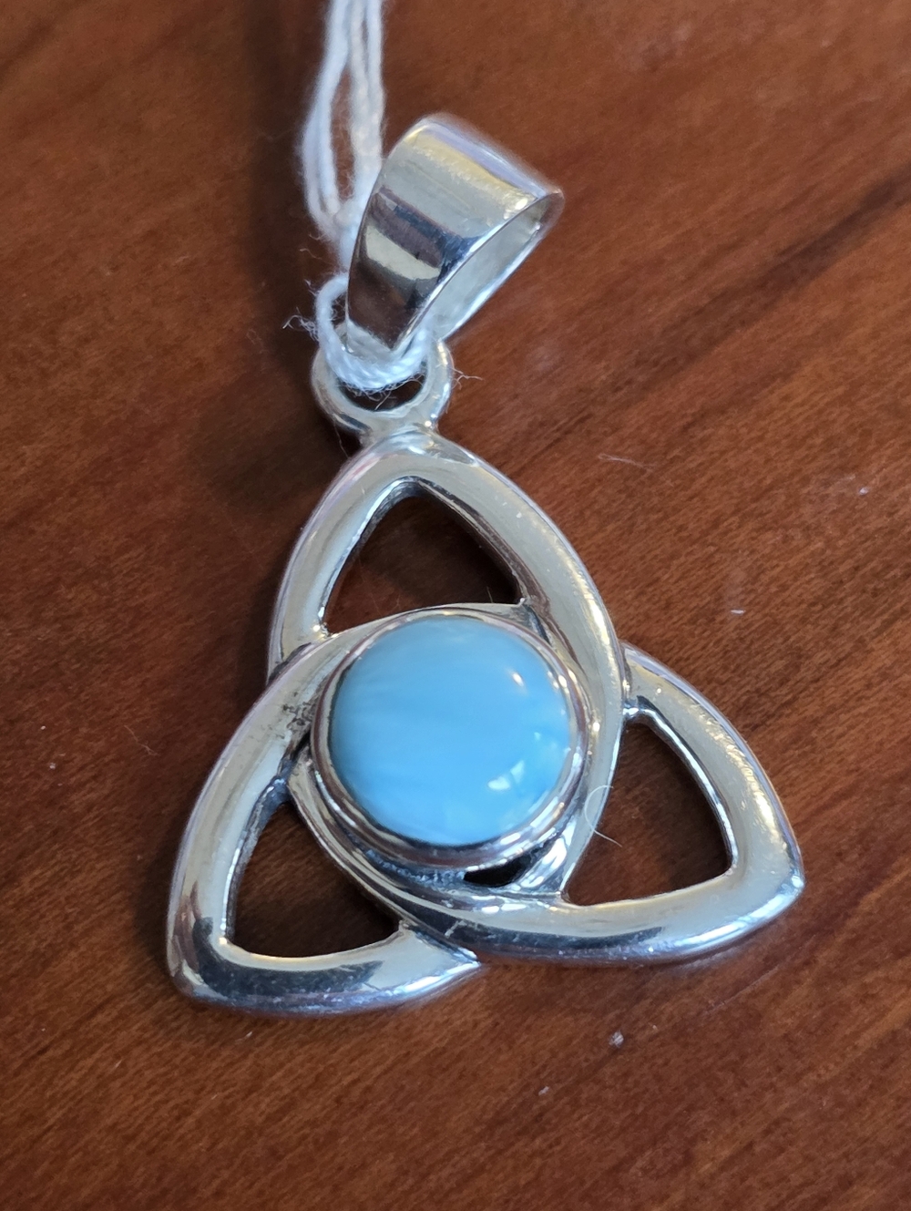 Sterling Silver Blue Stone Trinity Knot Pendant